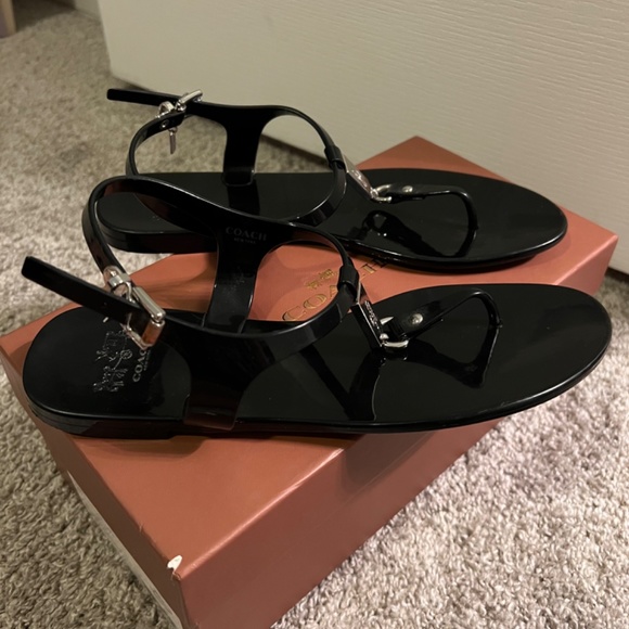 COACH Plato Black Jelly Sandals - Picture 4 of 6